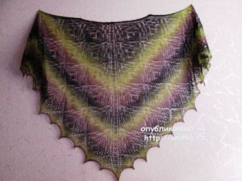 Авторская шаль спицами Букет из орхидей