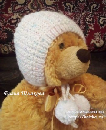 Чепчик для новорожденного спицами от Елены Шляковой