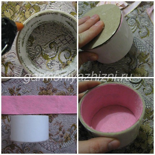 проклеиваем внутреннюю часть шкатулки фетром