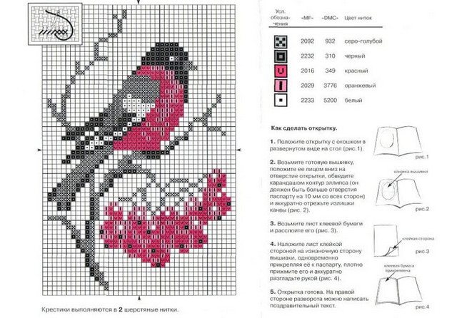 Вышивка крестом снегири и красивая подборка схем