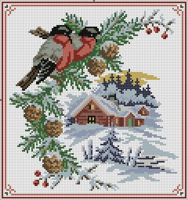 Вышивка крестом снегири и красивая подборка схем