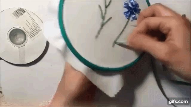 Вышивка лентами васильки