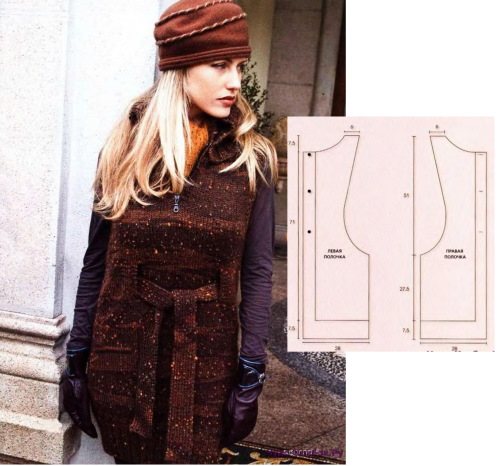 Жилетки женские вязаные спицами. Схемы с описанием, размеры, инструкции